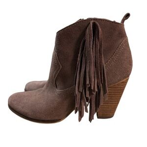 Steve Madden Brown Suede Fringe Cowgirl Western Trendy Booties
